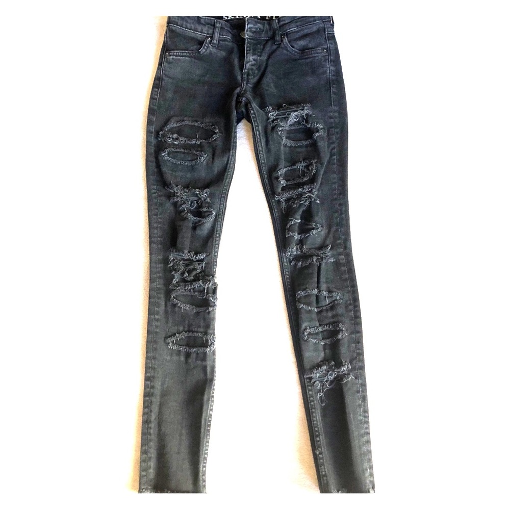 Black Destroyed Denim Skinny Jeans